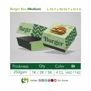 Custom Printed Peral Burger Box (Medium)