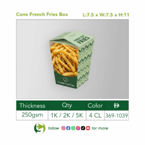 Custom Printed Cone French Fries Box