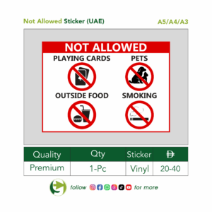 Playing Cards, Outside Food, Pets & Smoking Not Allowed – Vinyl Sticker