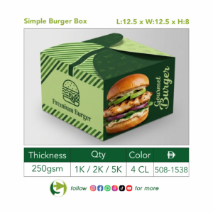 Custom Printed Simple Burger Box